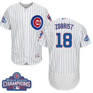 Cubs #18 Ben Zobrist White Flexbase Authentic Collection 2016 World Series Champions Stitched MLB Jersey