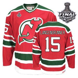 Devils #15 Jamie Langenbrunner 2012 Stanley Cup Finals Red and Green CCM Throwback Embroidered NHL Jersey