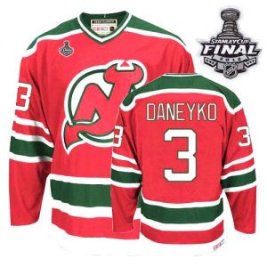 Devils #3 Ken Daneyko 2012 Stanley Cup Finals Red Green CCM Team Classic Embroidered NHL Jersey