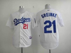 Dodgers #21 Zack Greinke White Cool Base Stitched MLB Jersey