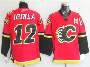 Flames #12 Jarome Iginla Red Home Embroidered Youth NHL Jersey