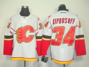 Flames #34 Miikka Kiprusoff Embroidered White NHL Jersey