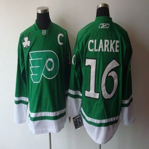 Flyers #16 Bobby Clarke Green St. Patty's Day Embroidered NHL Jersey