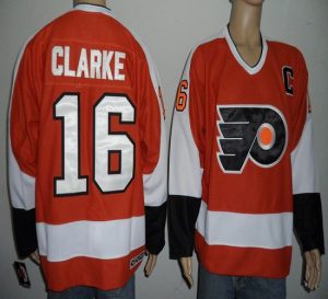Flyers #16 Bobby Clarke Orange Embroidered NHL Jersey