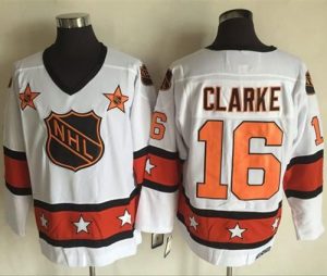 Flyers #16 Bobby Clarke White Orange All Star CCM Throwback Stitched NHL Jersey