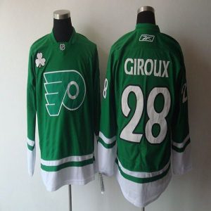 Flyers #28 Claude Giroux Green St. Patty's Day Embroidered NHL Jersey