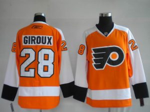 Flyers #28 Claude Giroux Orange Embroidered Youth NHL Jersey