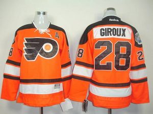Flyers #28 Claude Giroux Orange Official 2012 Winter Classic Embroidered Black Youth NHL Jersey