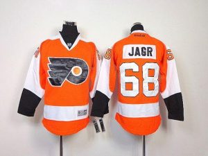 Flyers #68 Jaromir Jagr Orange Embroidered Youth NHL Jersey