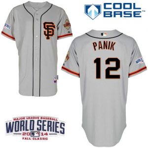 Giants #12 Joe Panik Grey Road 2 Cool Base W 2014 World Series Patch Stitched MLB Jersey