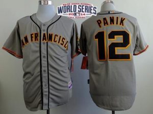 Giants #12 Joe Panik Grey Road Cool Base W 2014 World Series Patch Stitched MLB Jersey
