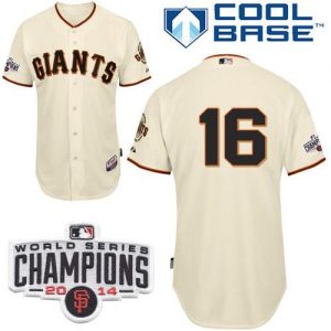 Giants #16 Angel Pagan Cream Cool Base W 2014 World Series Champions Patch Stitched MLB Jersey
