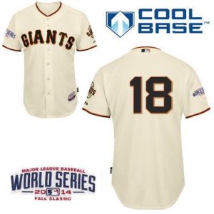 Giants #18 Matt Cain Cream Cool Base W 2014 World Series Patch Stitched MLB Jersey