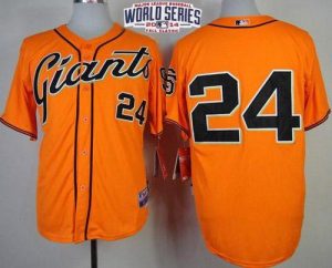 Giants #24 Willie Mays Orange Cool Base W 2014 World Series Patch Stitched MLB Jersey