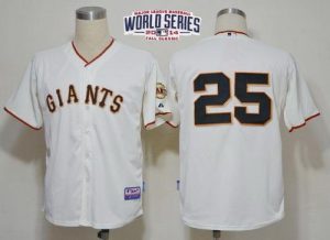 Giants #25 Barry Bonds Cream Cool Base W 2014 World Series Patch Stitched MLB Jersey