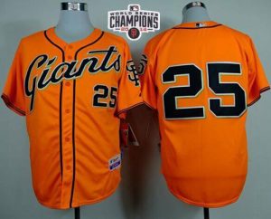 Giants #25 Barry Bonds Orange Alternate Cool Base W 2014 World Series Champions Stitched MLB Jersey