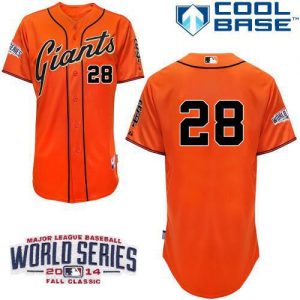 Giants #28 Buster Posey Orange Cool Base W 2014 World Series Patch Stitched MLB Jersey