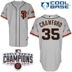Giants #35 Brandon Crawford Grey Road 2 Cool Base W 2014 World Series Champions Patch Stitched MLB jerseys