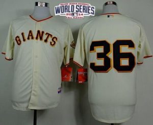 Giants #36 Gaylord Perry Cream Home Cool Base W 2014 World Series Patch Stitched MLB Jersey