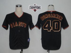 Giants #40 Madison Bumgarner Black Cool Base W 2014 World Series Champions Patch Stitched MLB Jersey