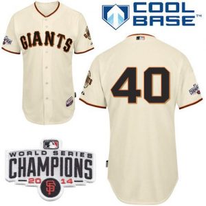 Giants #40 Madison Bumgarner Cream Cool Base W 2014 World Series Champions Patch Stitched MLB Jersey