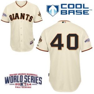 Giants #40 Madison Bumgarner Cream Cool Base W 2014 World Series Patch Stitched MLB Jersey