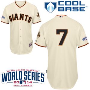 Giants #7 Gregor Blanco Cream Home Cool Base W 2014 World Series Patch Stitched MLB Jersey
