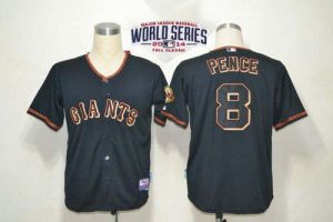Giants #8 Hunter Pence Black W 2014 World Series Patch Stitched MLB Jersey