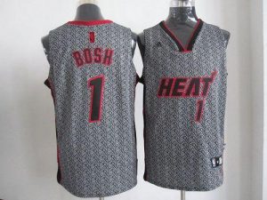 Heat #1 Chris Bosh Grey Static Fashion Embroidered NBA Jersey