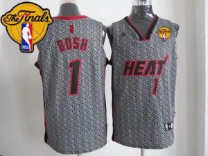 Heat #1 Chris Bosh Grey Static Fashion Finals Patch Embroidered NBA Jersey