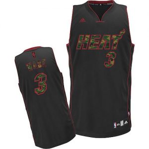 Heat #3 Dwyane Wade Black Camo Fashion Embroidered NBA Jersey