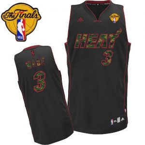 Heat #3 Dwyane Wade Black Camo Fashion Finals Patch Embroidered NBA Jersey