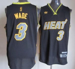 Heat #3 Dwyane Wade Black Electricity Fashion Embroidered NBA Jersey