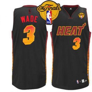 Heat #3 Dwyane Wade Black Finals Patch Embroidered NBA Vibe Jersey