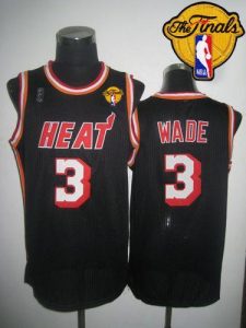 Heat #3 Dwyane Wade Black Hardwood Classics Nights Finals Patch Stitched NBA Jersey