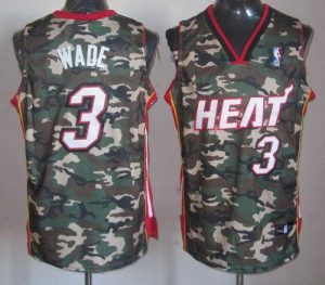 Heat #3 Dwyane Wade Camo Stealth Collection Embroidered NBA Jersey