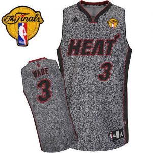 Heat #3 Dwyane Wade Grey Static Fashion Finals Patch Embroidered NBA Jersey