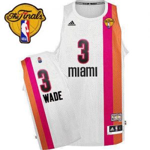 Heat #3 Dwyane Wade White ABA Hardwood Classic With Finals Patch Stitched NBA Jersey
