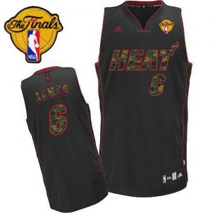 Heat #6 LeBron James Black Camo Fashion Finals Patch Embroidered NBA Jersey