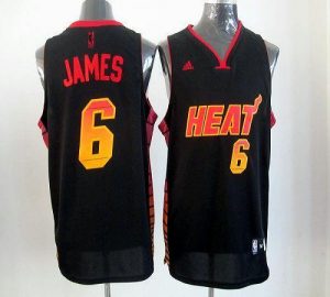 Heat #6 LeBron James Black Embroidered NBA Vibe Jersey