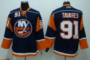 Islanders #91 John Tavares Embroidered Dark Blue NHL Jersey