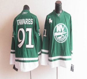 Islanders St Patty's Day #91 John Tavares Green Embroidered NHL Jersey