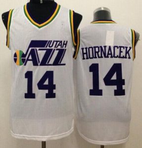 Jazz #14 Jeff Hornacek White Throwback Stitched NBA Jersey