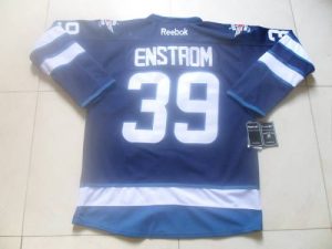 Jets #39 Tobias Enstrom Dark Blue Embroidered NHL Jersey