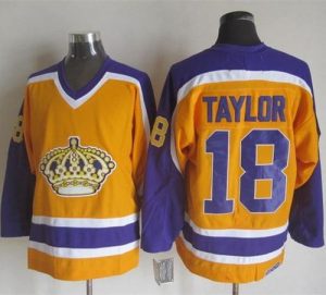 Kings #18 Dave Taylor Yellow Purple CCM Throwback Stitched NHL Jersey