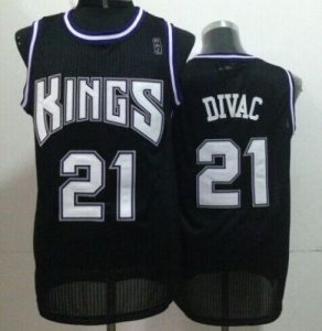 Kings #21 Vlade Divac Black Throwback Stitched NBA Jersey