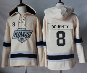 Kings #8 Drew Doughty Cream Sawyer Hooded Sweatshirt Stitched NHL Jersey