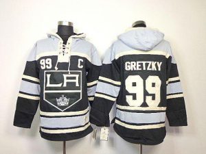 Kings #99 Wayne Gretzky Black Sawyer Hooded Sweatshirt Embroidered NHL Jersey