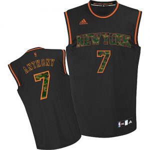 Knicks #7 Carmelo Anthony Black Camo Fashion Embroidered NBA Jersey