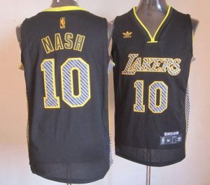 Lakers #10 Steve Nash Black Electricity Fashion Embroidered NBA Jersey